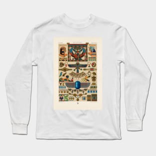 Egyptian motif book plate from L'ornement Polychrome (1888) by Albert Racinet Long Sleeve T-Shirt